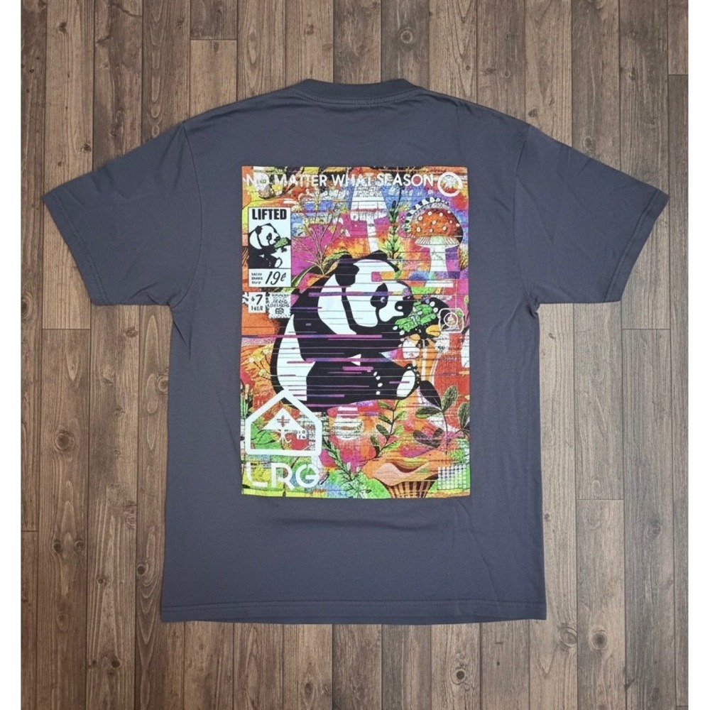 NEW Men's L LRG Gray Graphic Tee No Matter What Season Panda Mushroom Streetwear
